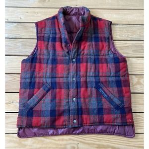 Vintage OLYMPIC Trails Plaid Reversible Vest M